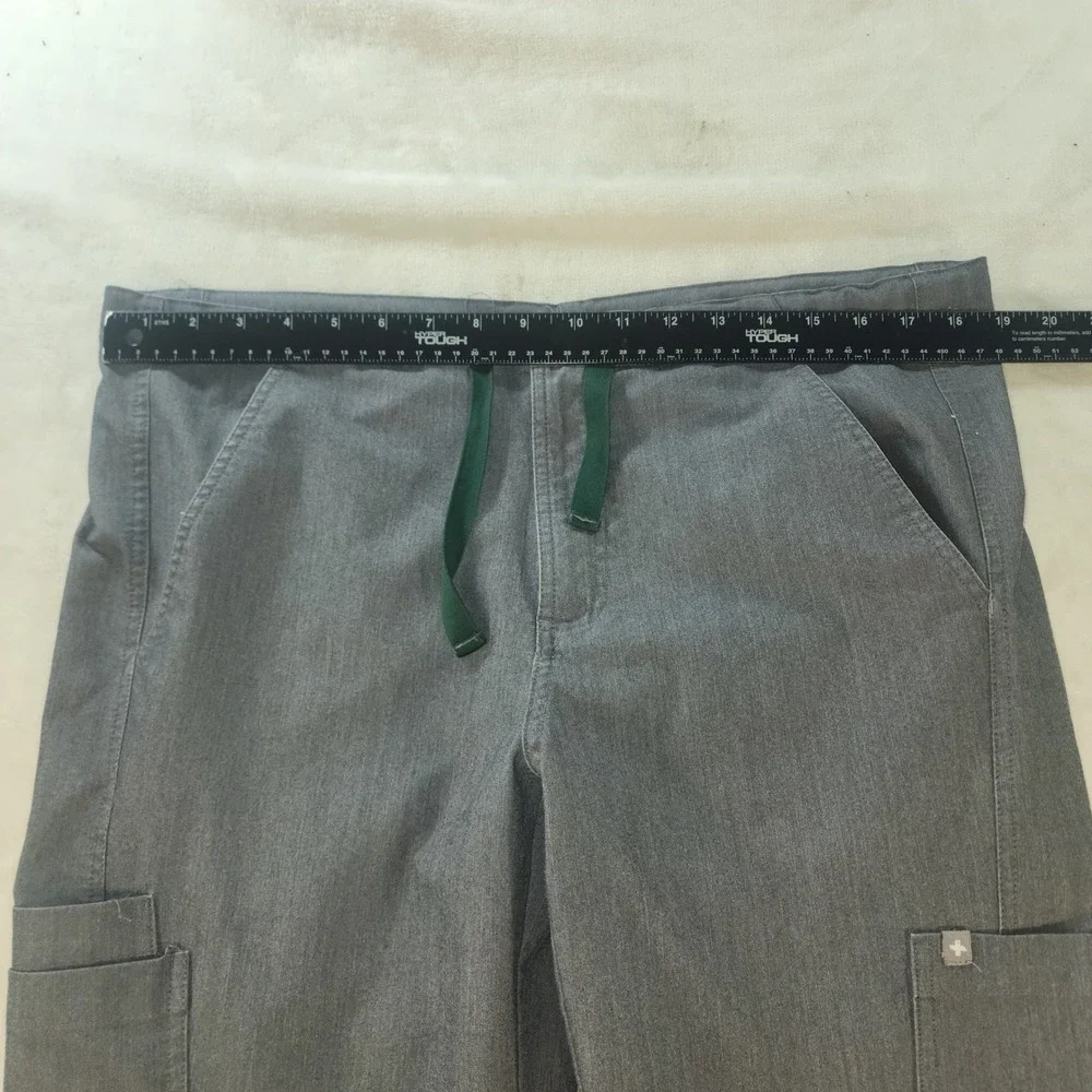 FIGS Technical Collection Mens XL Scrub Pants Gray Cargo Drawstring Straight Leg